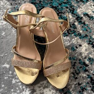 Gold Strappy Glitter Sandal